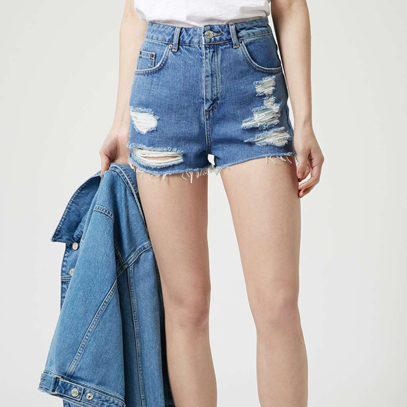 topshop ripped mom shorts